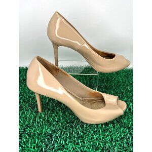 Dexflex Comfort Nude Patent Peep Toe Heels Size 7.5 Women's Dress Pumps